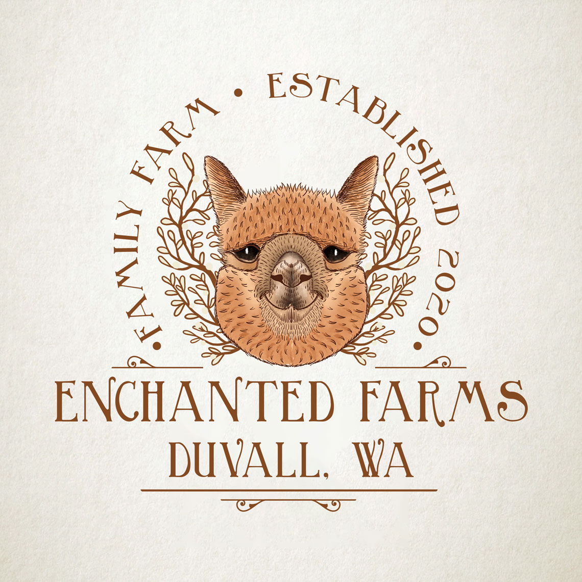 Enchanted Farms Boutique logo — alpaca farm and shop in Duvall, Washington.