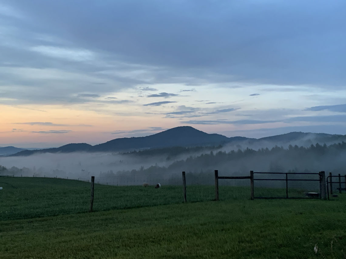 Sunset view from the barn at Glendale Ridge Farms